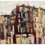 Rachel Carroll (Australian, Contemporary), Bruntsfield Tenements, Edinburgh, signed lower left, oil,
