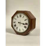 A double sided GPO fusee wall clock, mid 20th century, the mahogany case of octagonal outline having