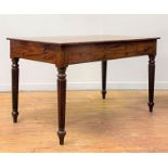 A Regency mahogany library table, in the manner of Gillows, the (associated) rectangular top