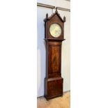 A William IV mahogany Scottish longcase clock, circa 1830-39, the crenellated pediment over hood