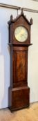 A William IV mahogany Scottish longcase clock, circa 1830-39, the crenellated pediment over hood