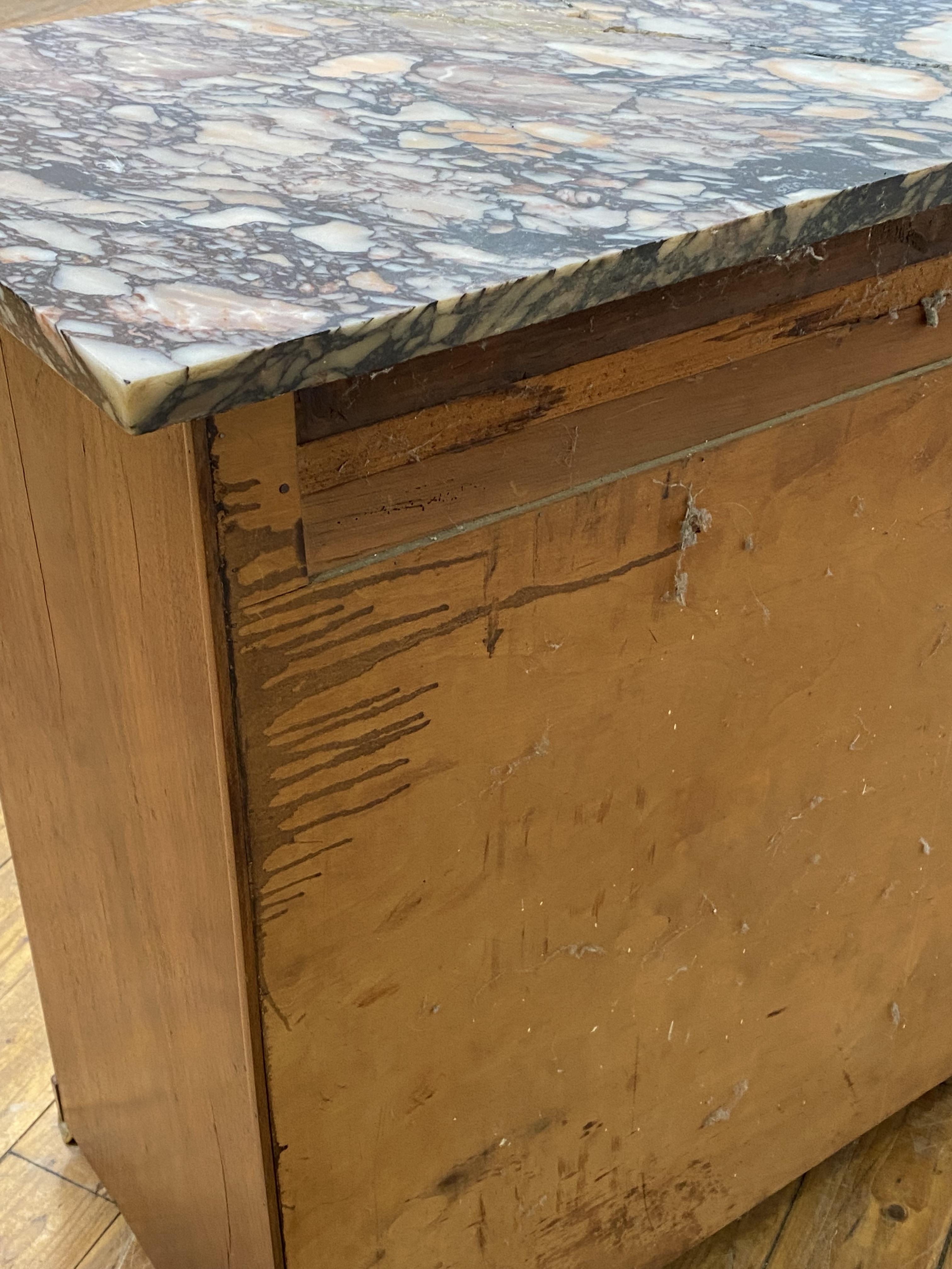 A Regency marble-topped mahogany side cabinet, the (damaged) rectangular marble top over a pair of - Image 5 of 5