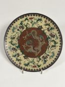 Attributed to Namikawa Yasuyuki (1845-1927), a Meiji period cloisonne enamel dish, c. 1890, the