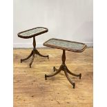 A matched pair of 19th century beadwork panels, later converted to tray tables, each worked in a