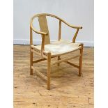 Hans J. Wegner for PP Mobler, A PP66 'Chinese' chair, bent and turned ash, the sweeping crest rail