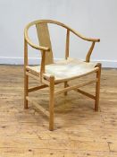 Hans J. Wegner for PP Mobler, A PP66 'Chinese' chair, bent and turned ash, the sweeping crest rail