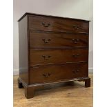 A George III mahogany chest of drawers, the top with moulded edge over four long graduated