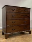 A George III mahogany chest of drawers, the top with moulded edge over four long graduated