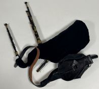 A set of Northumbrian small pipes, possibly by Colin Ross, with seven key blackwood chanter and four