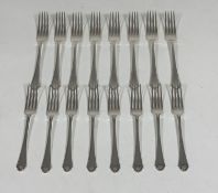 A set of George VI silver dinner and dessert forks, Mappin & Webb, Sheffield, 1946, in the Pembury