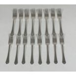 A set of George VI silver dinner and dessert forks, Mappin & Webb, Sheffield, 1946, in the Pembury