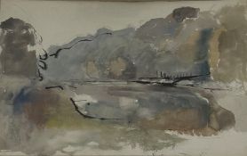 •Earl Haig C.B.E., A.R.S.A. (Scottish 1918-2009), Haliweil Pool 4, pencil, ink and watercolour on