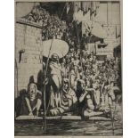 Ernest Lumsden R.E., R.S.A. (1883-1948), Worshippers by the Ganges, signed lower centre and