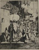 Ernest Lumsden R.E., R.S.A. (1883-1948), Worshippers by the Ganges, signed lower centre and