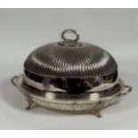 A handsome silver-plated venison dish and cover, probably Harrison Brothers & Howson, Sheffield, the