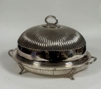 A handsome silver-plated venison dish and cover, probably Harrison Brothers & Howson, Sheffield, the