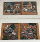 South-East Asian School, two panels, watercolour/gouache highlighted with gilding, one depicting