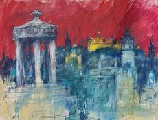 •Alasdair Banks (Scottish, Contemporary), An Edinburgh Vista, signed lower left, pastel, framed.