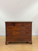 A George III Scottish mahogany chest, the moulded top over three short and three long graduated