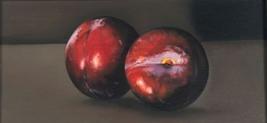 •Jane Cruickshank (Scottish, b. 1976), Still Life of Plums, signed verso and dated 2010, oil on