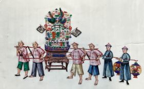 Chinese School, probably late 19th century, a set of four gouache on pith paper paintings, each