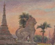 Alma Claude Burlton Cull (1880-1931), A Burmese Temple, signed lower left, watercolour, framed. 24.