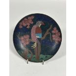 A Japanese cloisonne bird dish, late Edo/early Meiji period, mid-19th century, depicting a