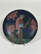 A Japanese cloisonne bird dish, late Edo/early Meiji period, mid-19th century, depicting a