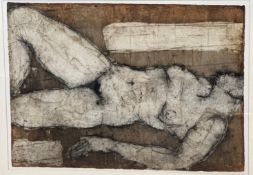 •John Emanuel (British, b. 1930), Reclining Female Nude, mixed media, signed verso and dated (19)79,