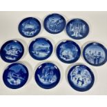 A collection of Royal Copenhagen Christmas plates, 1988, 1989, 1990, 1991, 1992, 1994, 1995, 1996,