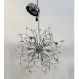 A contemporary chrome and glass LED multi branch pendent light fitting (D56cm) together with a