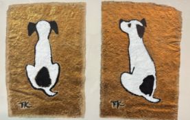 Terry Barron Kirkwood, Two Views of Spot, oil on handmade paper highlighted with gold, signed with