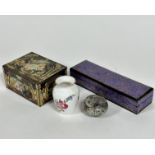 An antique Kemps chocolate biscuit and Barker & Dobson chocolate after tin box decorated with with