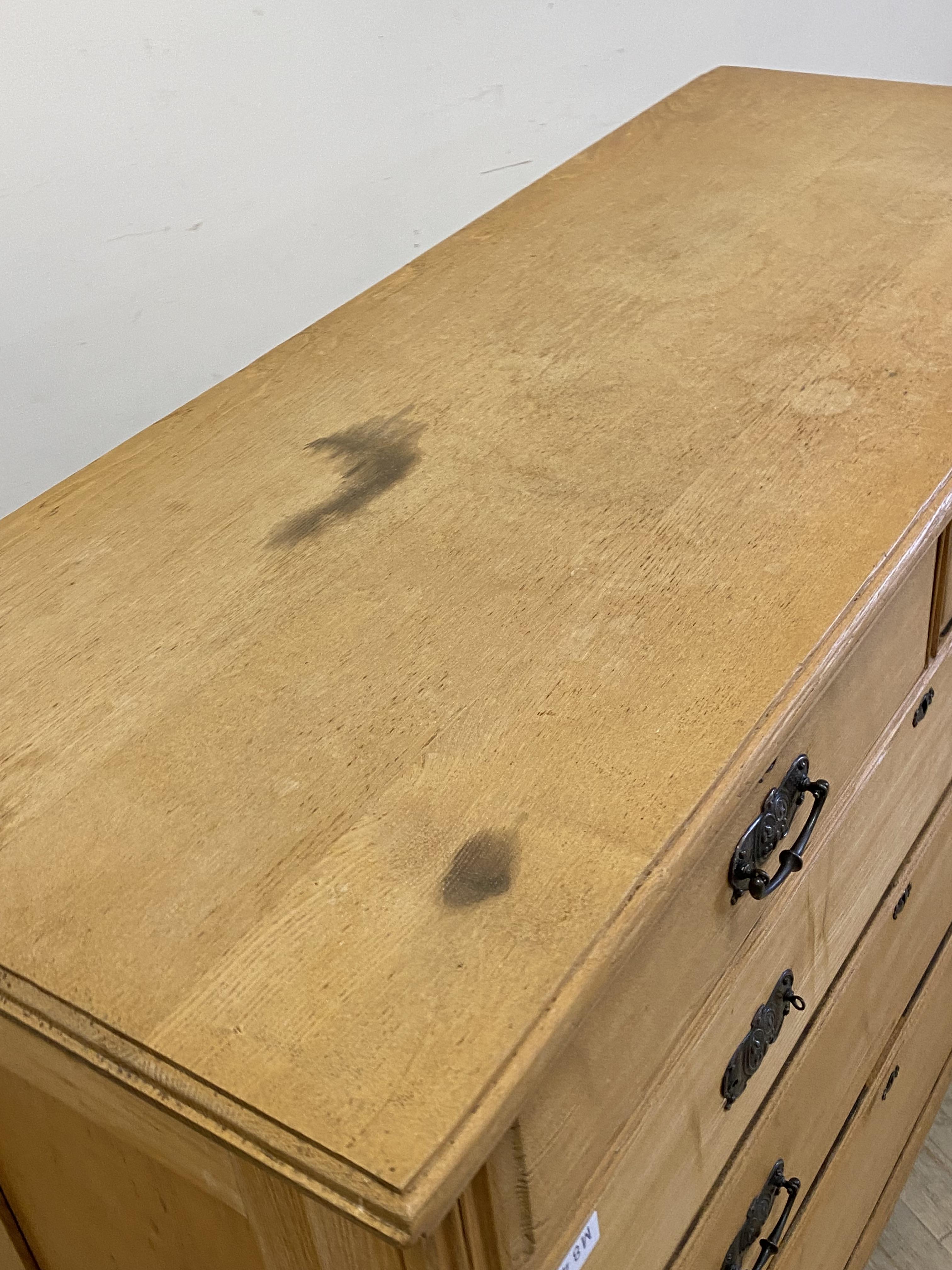 An Edwardian ash chest, fitted with two short and three long graduated drawers, raised on bracket - Image 2 of 2