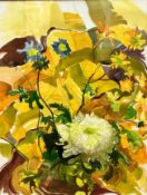 Jennifer J Tuffs, Chrysanthemums, Daisys and Cornflowers, watercolour, signed bottom left, dated