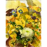 Jennifer J Tuffs, Chrysanthemums, Daisys and Cornflowers, watercolour, signed bottom left, dated