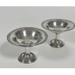 A pair of Edwardian Birmingham 1908 silver Tazzas by Arthur and John Zimmerman, with beaded circular