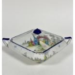 A 1920s / 30s Shelley china octagonal tureen with blue knop and a painted garden path with