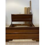 Willis and Gambier, A stained hardwood 5' double sleigh bed, complete with slats and side rails,