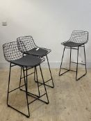 A set of three contemporary bar stools, H90cm