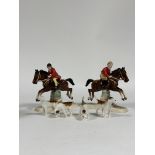 A group of china comprising two Hertwig and Co female Show Jumping figures (wear to the