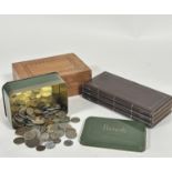 A leather covered full book cork lined cigarette box (h 4.5cm x 20cm x 9.5cm) top slightly marked,