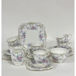 A Grafton china twenty one piece tea set including cake plate, five cups, six saucers milk jug,