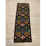 A Maimana kilim runner of geometric design, 200cm x 67cm