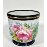 An Edwadian porcelain jardiniere decorated with handpainted enamelled roses and cornflowers, with