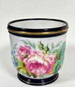 An Edwadian porcelain jardiniere decorated with handpainted enamelled roses and cornflowers, with