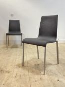Ligne Roset, a pair of contemporary side chairs, grey canvas upholstered seat and back raised on