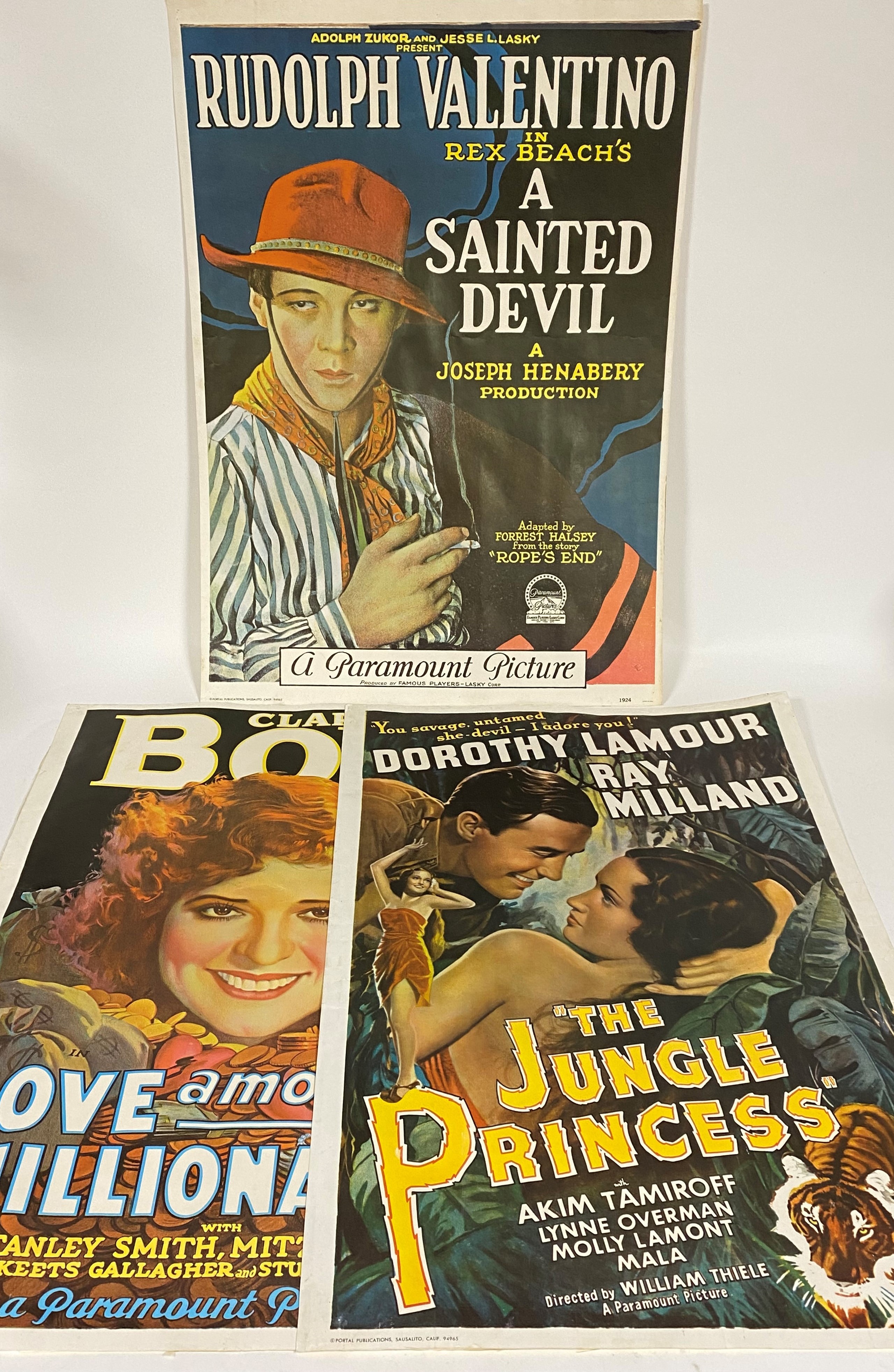 A set of three vintage 1960's Hollywood film posters by portal publications, unframed; Clara Bow