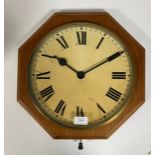A mid 20th century GPO electric wall clock, white enamel dial with Roman chapter ring, glazed