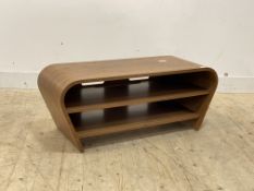 A contemporary bentwood and walnut veneered media unit H43cm, W103cm, D40cm